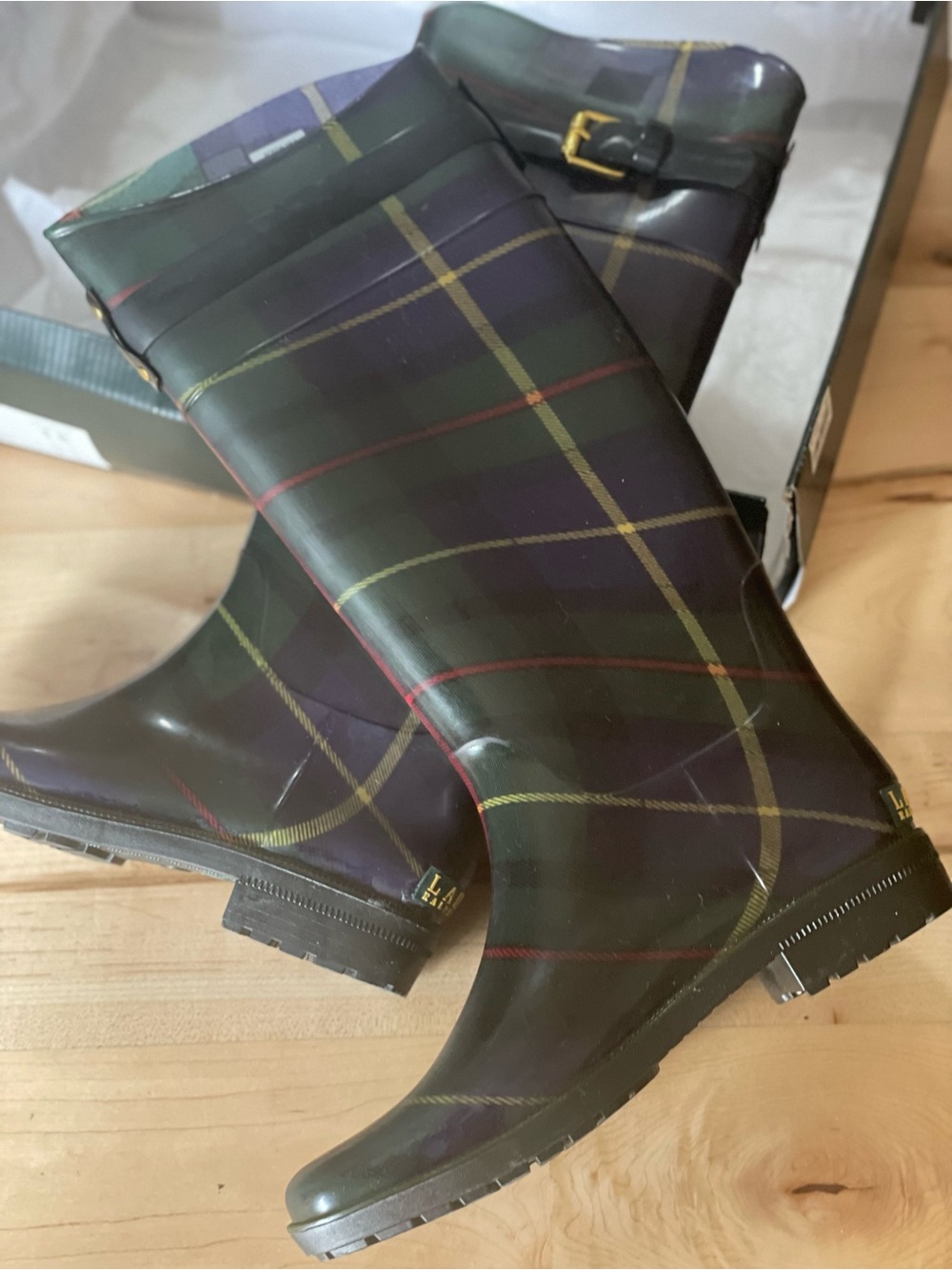 Lauren Ralph Lauren Rossalyn II Plaid Tall Rain Boots – Women’s Size 8 - Picture 7 of 9